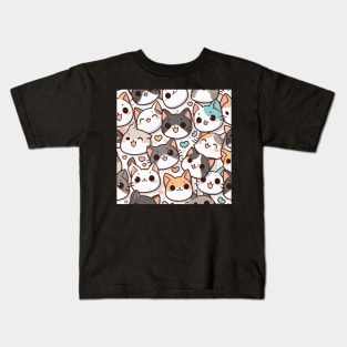Happy Cute Cats Pattern Kids T-Shirt